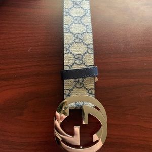 Gucci Blue Monogram Belt